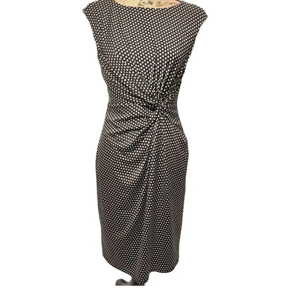 Evan Picone Black Label Women's Polka Dot Twist Bodycon Midi Dress Size 6 Black - Picture 13 of 13
